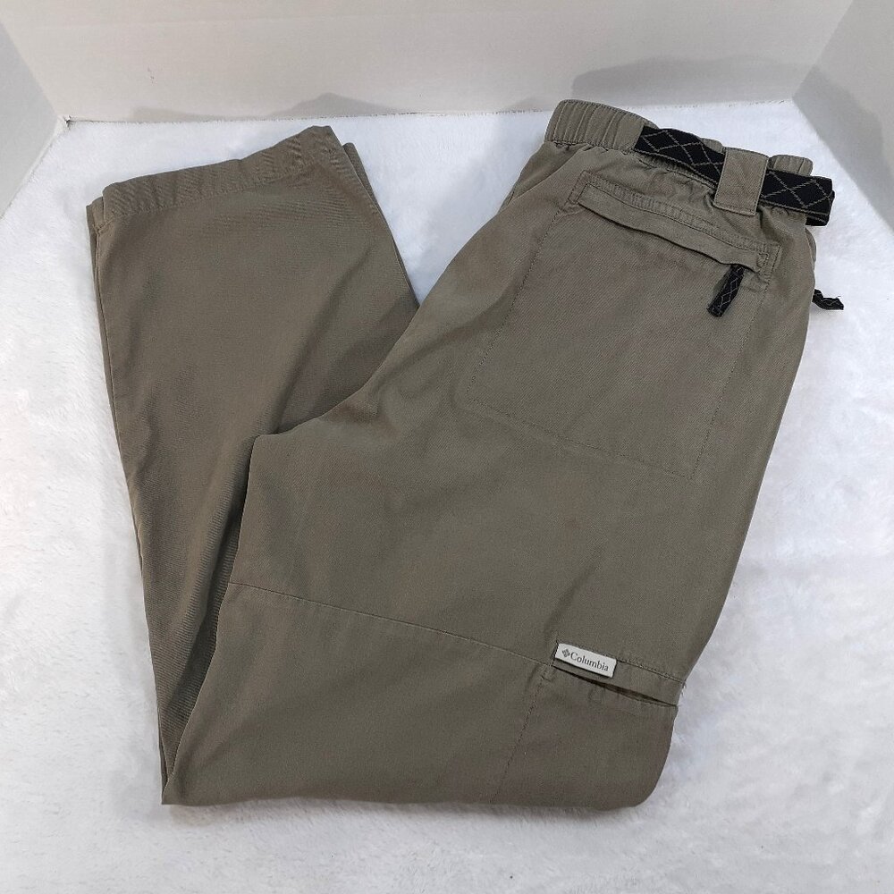 Columbia Utility Pants Mens Large 36x32 Belted Hiking Outdoors Fishing Olive